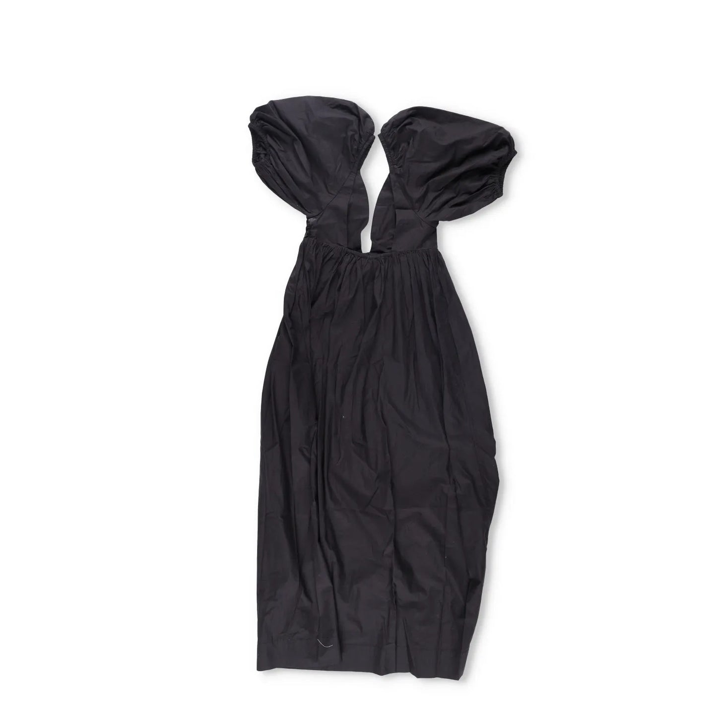 GANNI Womens V-Neck Short Sleeve Midi Dress Black Puff Shoulders Size 32 RRP 235 — View 5