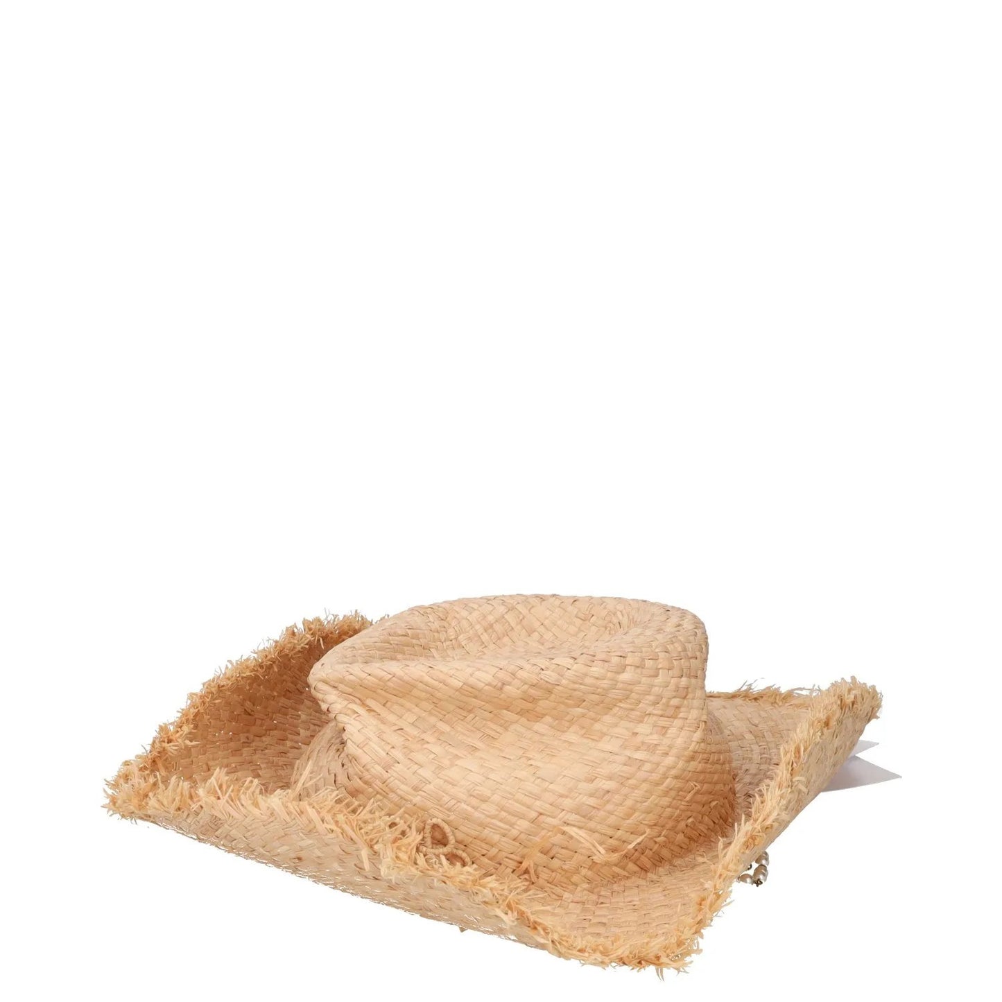 RUSLAN BAGINSKIY Womens Pearl Chain Frayed Fedora Hat Beige Neutrals M RRP 360 — View 8
