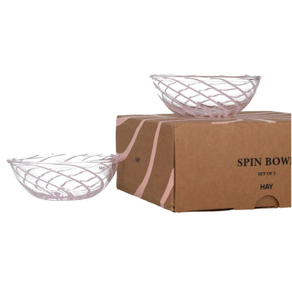 HAY Pink Glass Bowl Set Swirl Pattern Smooth Finish Modern Dining RRP 60 — View 12