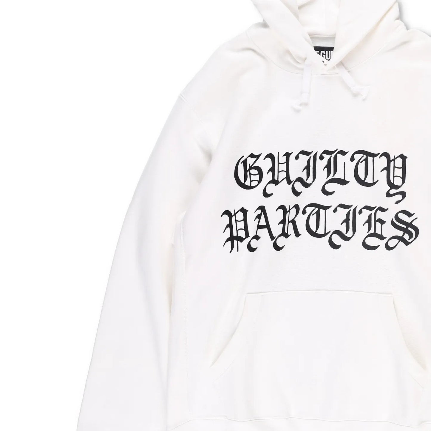 GUILTY PARTIES Mens Hoodie White Large Black Logo Pocket Cotton Size XL RRP 400 — View 2