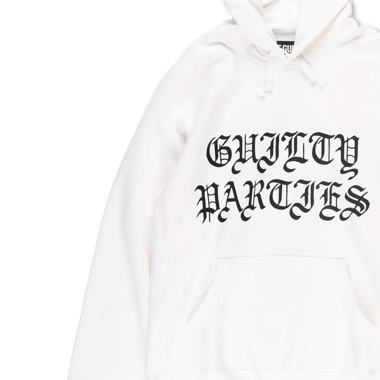 GUILTY PARTIES Mens Hoodie White Large Black Logo Pocket Cotton Size XL RRP 400 — View 2