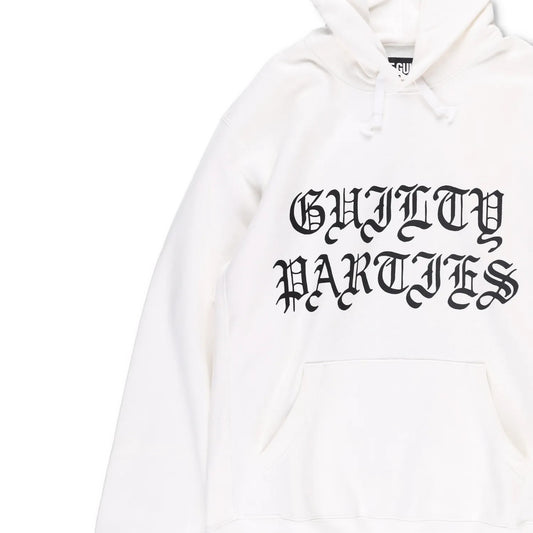GUILTY PARTIES Mens Hoodie White Large Black Logo Pocket Cotton Size XL RRP 400 — View 2