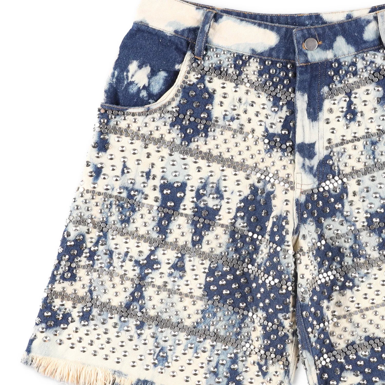 ASHISH Mens Studded Acid Wash Denim Cotton Blue White Size Medium RRP 425 — View 3