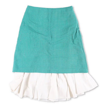 WALES BONNER Womens Triumph Skirt Green White Knee Length Size 38 RRP 1055