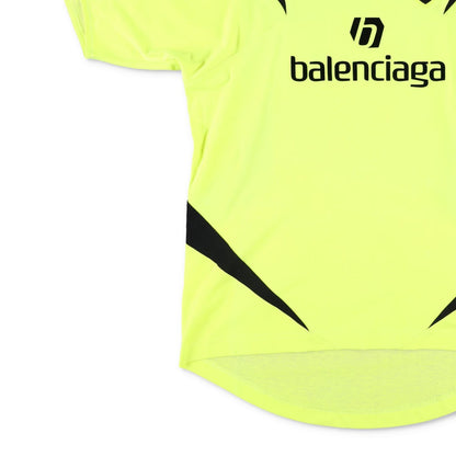 BALENCIAGA Mens Football Shirt Yellow Cotton T-Shirt Logo Crew Neck XS RRP950 — View 3