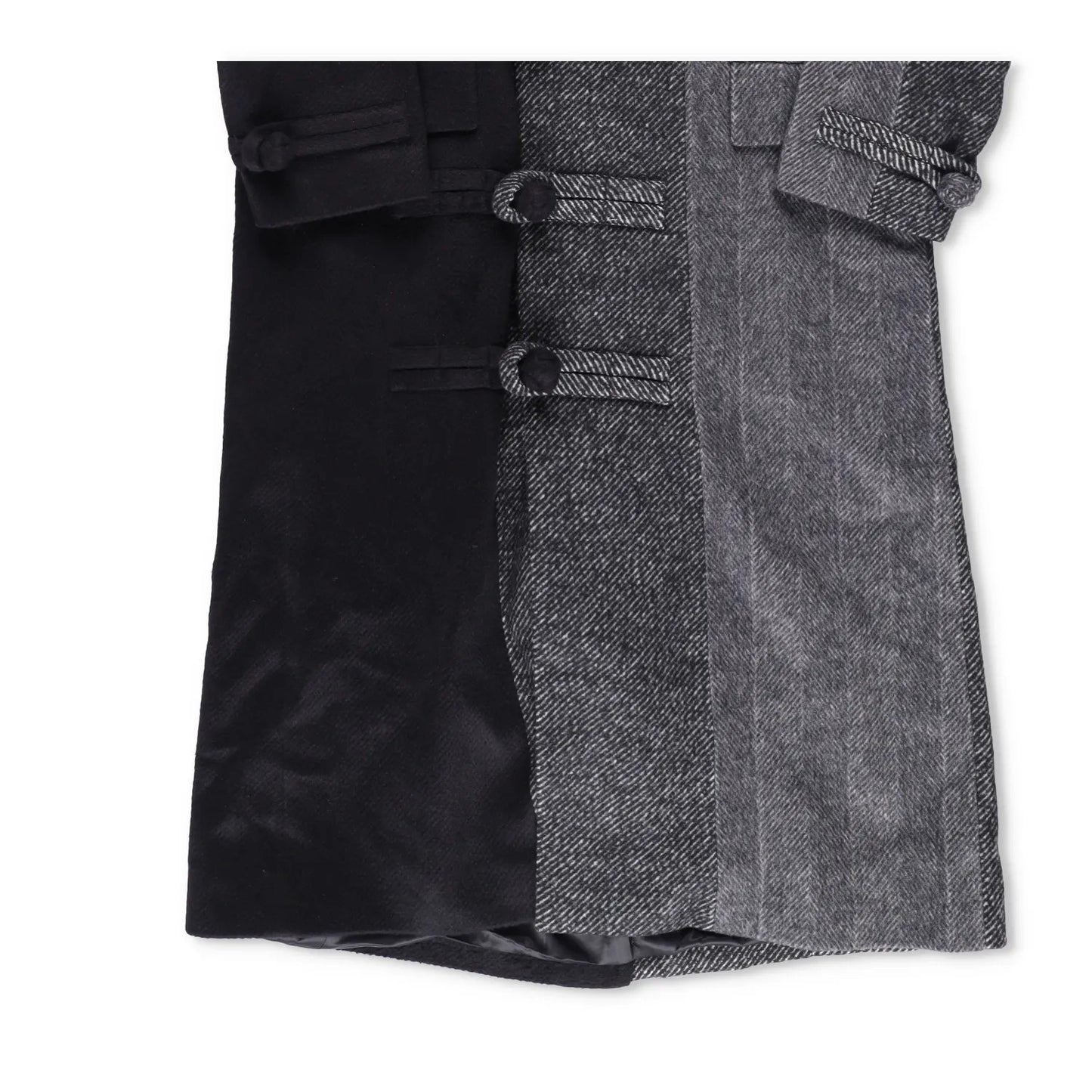 FENG CHEN WANG Mens Multi Flannel Stripe Overcoat Black Multicoloured S RRP 1275 — View 6