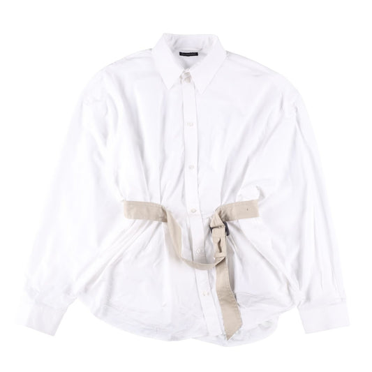 BALENCIAGA OWN BUY Womens Layered Shirt Button-Up White Size 3 RRP 1219.9