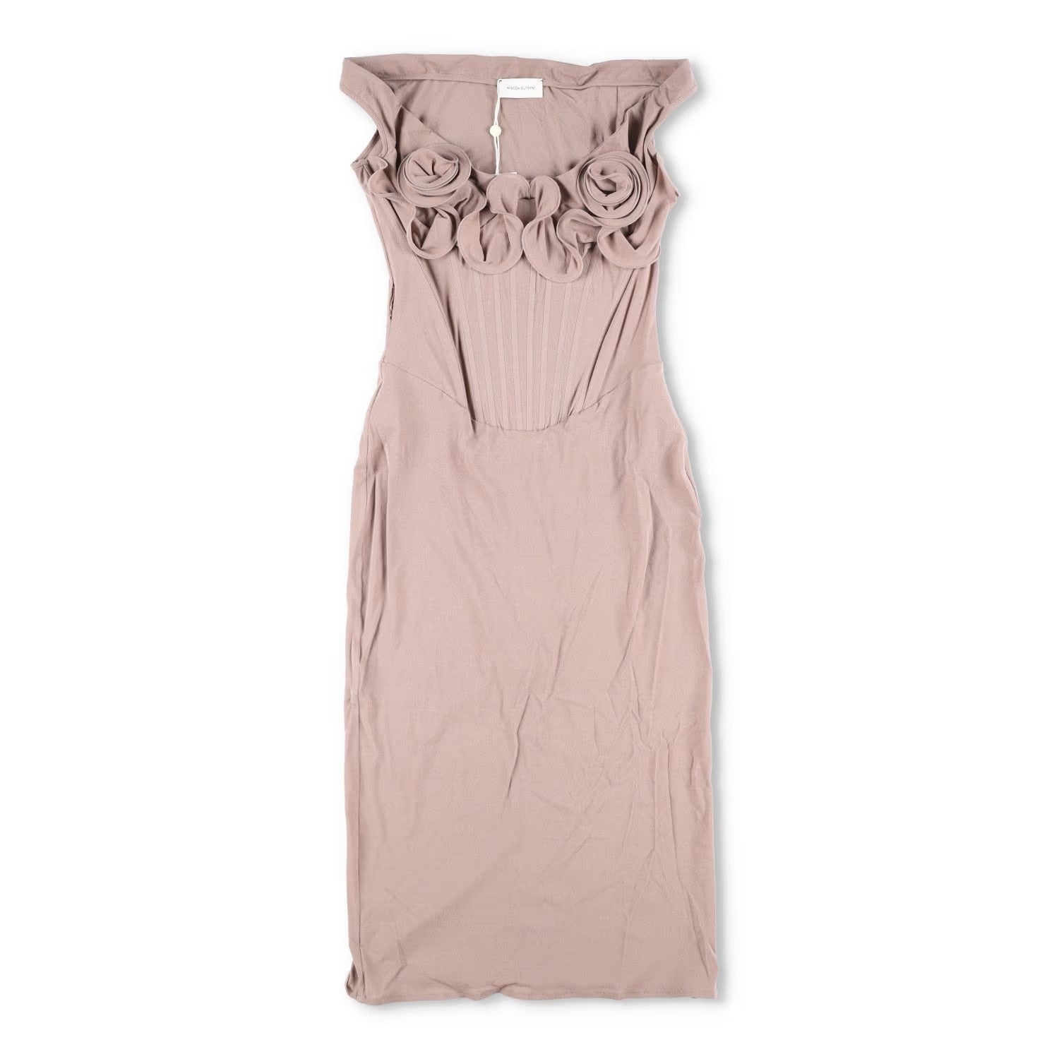 MAGDA BUTRYM Womens Dress Scoop Neck Sleveless Corset Rose Drape Midi 36 RRP1385 — View 2