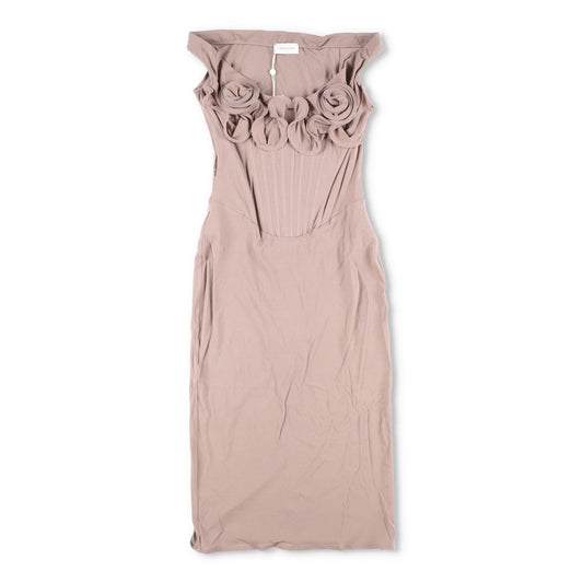 MAGDA BUTRYM Womens Dress Scoop Neck Sleveless Corset Rose Drape Midi 36 RRP1385 — View 2