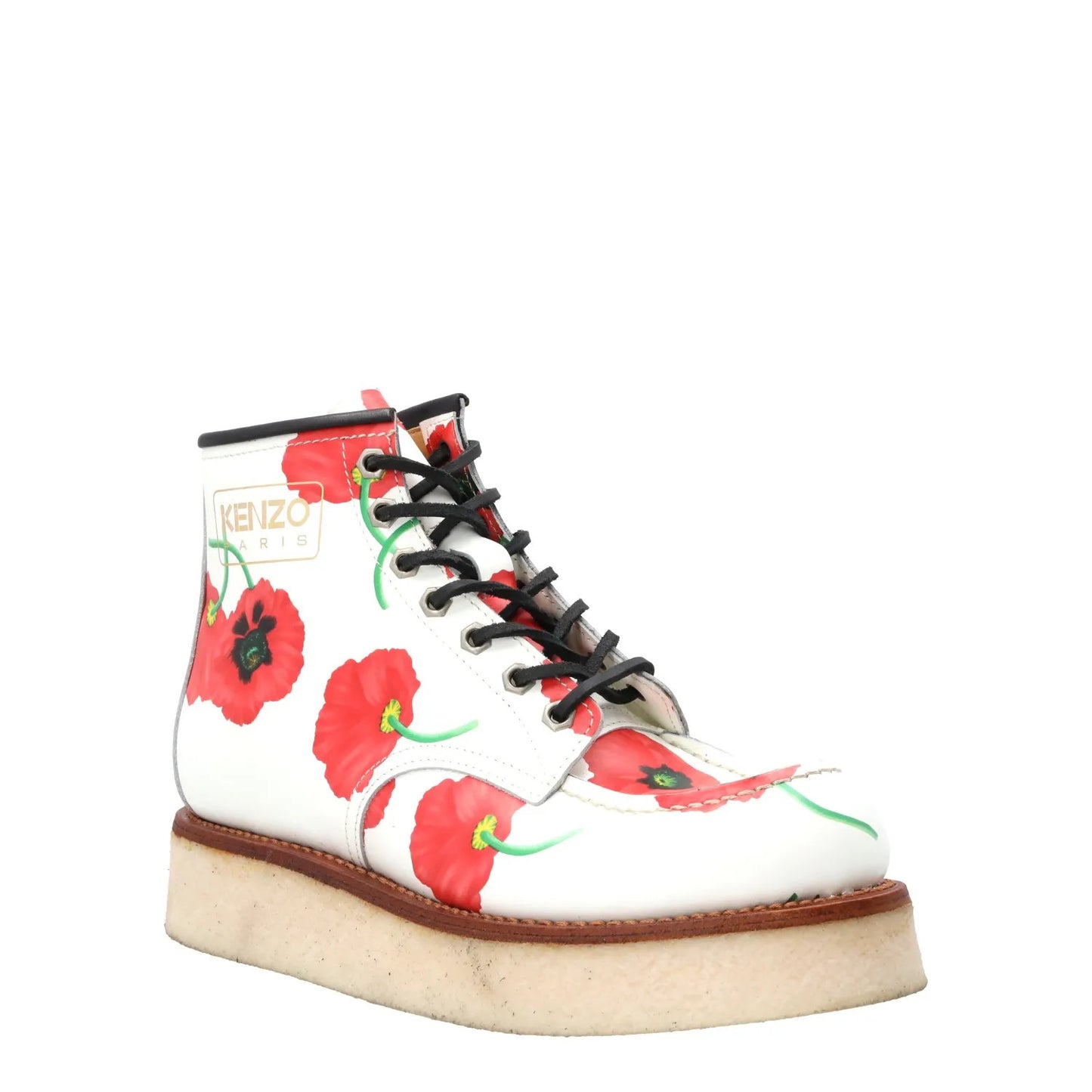 KENZO Womens Yama Lace Boots Leather Casual White Red Floral Size 39 RRP 735 — View 2