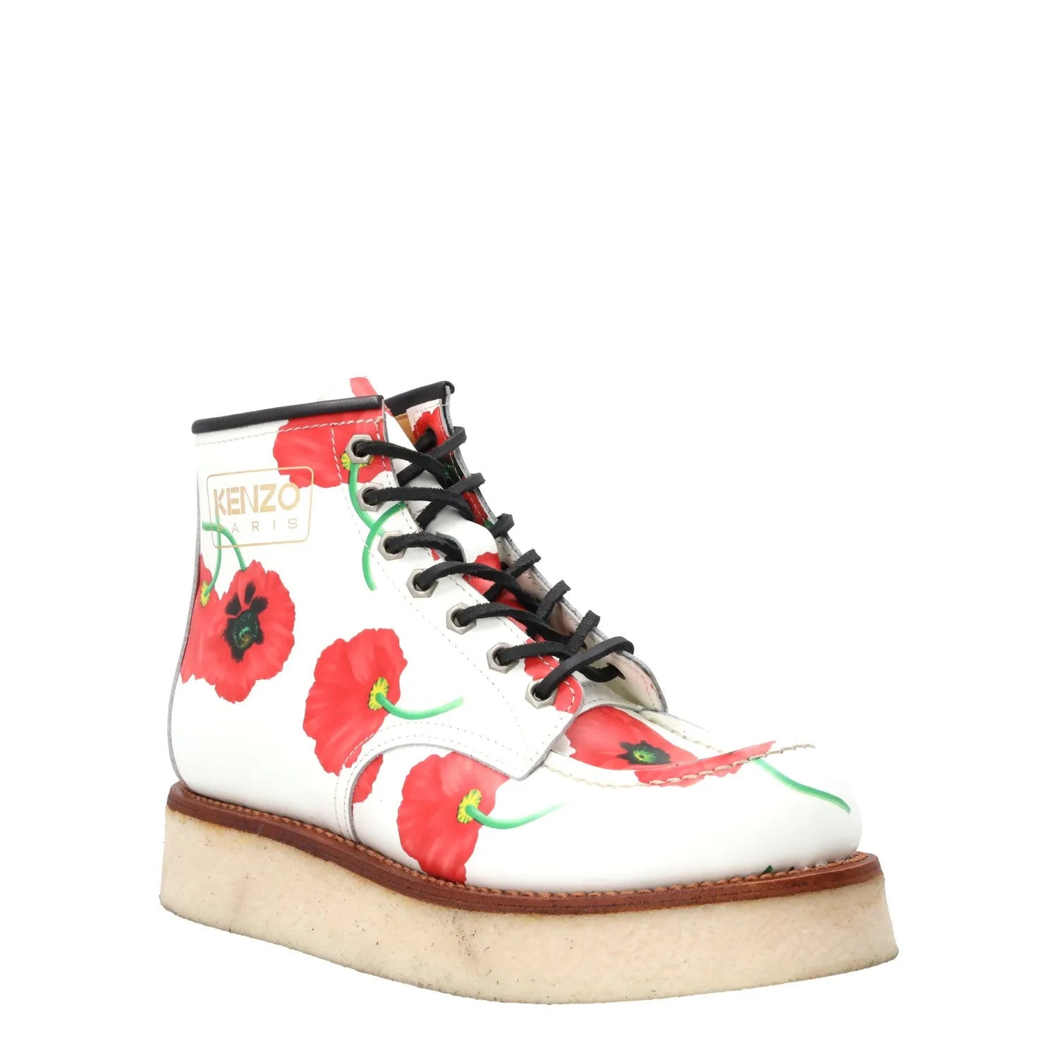 KENZO Womens Yama Lace Boots Leather Casual White Red Floral Size 39 RRP 735 — View 2