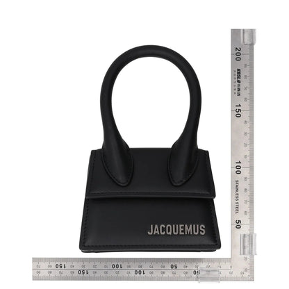 JACQUEMUS Womens Satchel Top Handle Bag Black Leather Silver Logo XS RRP 450 — View 8