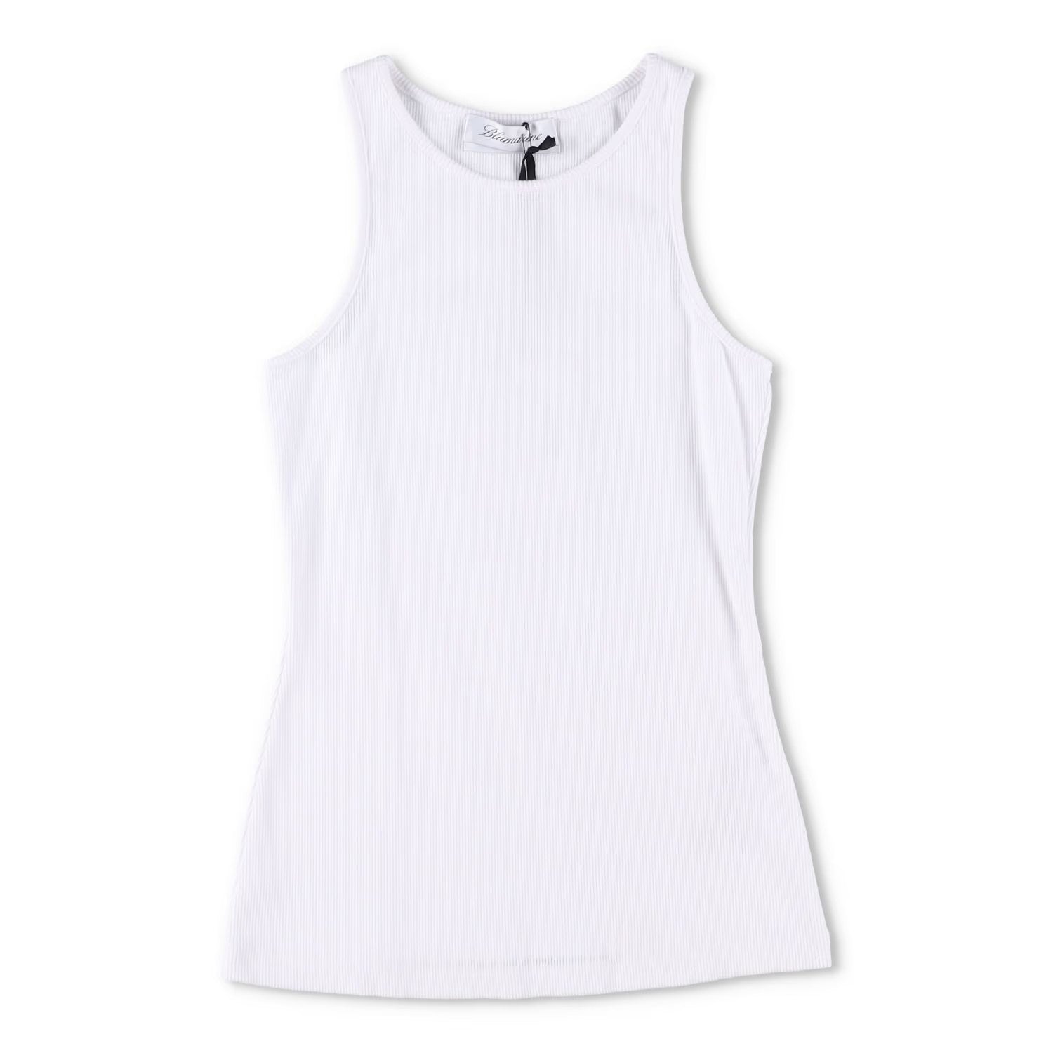BLUMARINE Womens 2T059A Canotta Costina+Spil Crystal Broach Tank White XS RRP265
