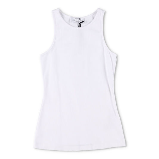 BLUMARINE Womens 2T059A Canotta Costina+Spil Crystal Broach Tank White XS RRP265