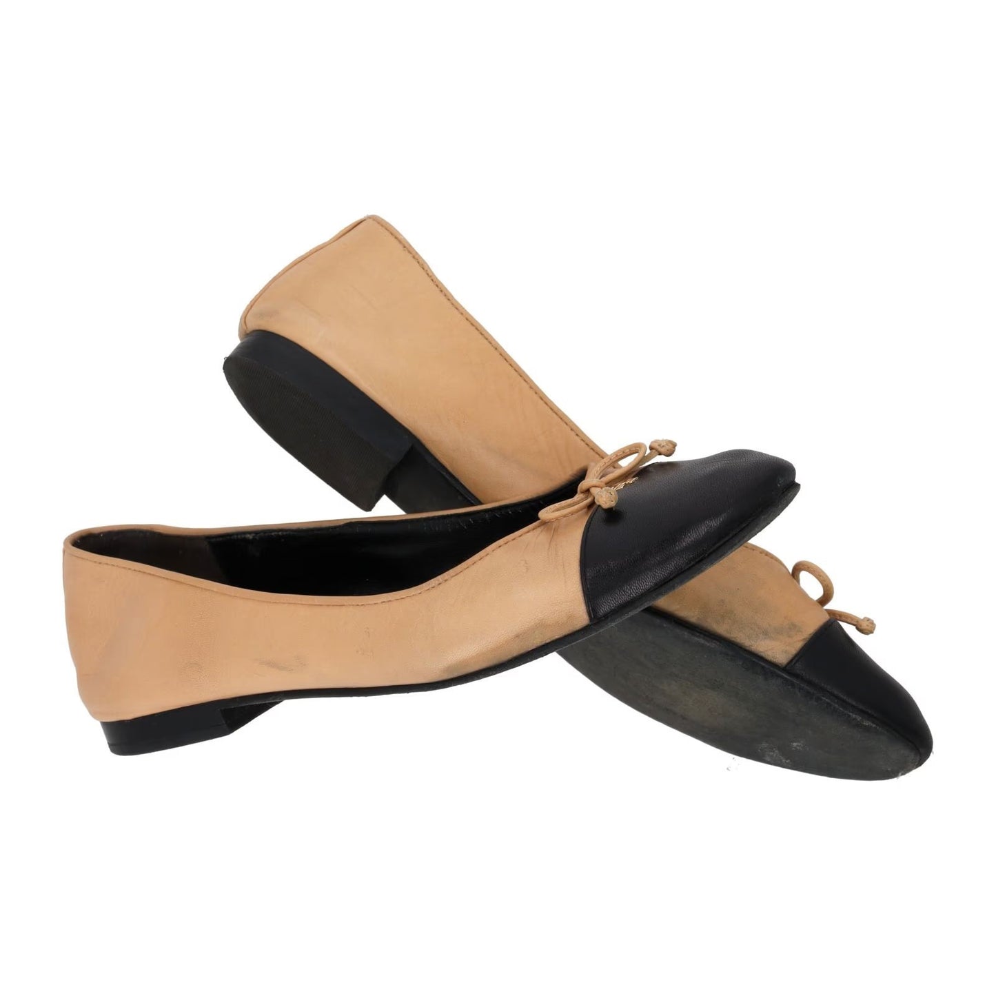 TORY BURCH Bow Leather Ballet Flats Beige Black Bow Accents US 8.5 RRP 240 — View 8
