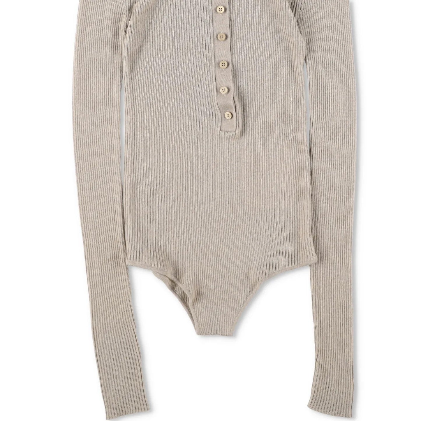 FRANKIE SHOP Womens Solana Polo Bodysuit Ribbed Knit Beige Size XS RRP 198 — View 4