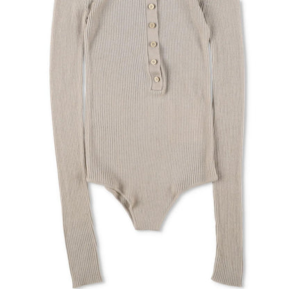 FRANKIE SHOP Womens Solana Polo Bodysuit Ribbed Knit Beige Size XS RRP 198 — View 4
