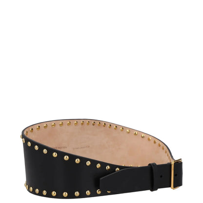 ALEXANDER MCQUEEN Womens Waist Belt Black Leather Gold Studded Size 75 RRP 300 — View 6