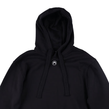 MARINE SERRE Womens Organic Cotton Fleece Hoodie Black Logo Size XS RRP 330 — View 3