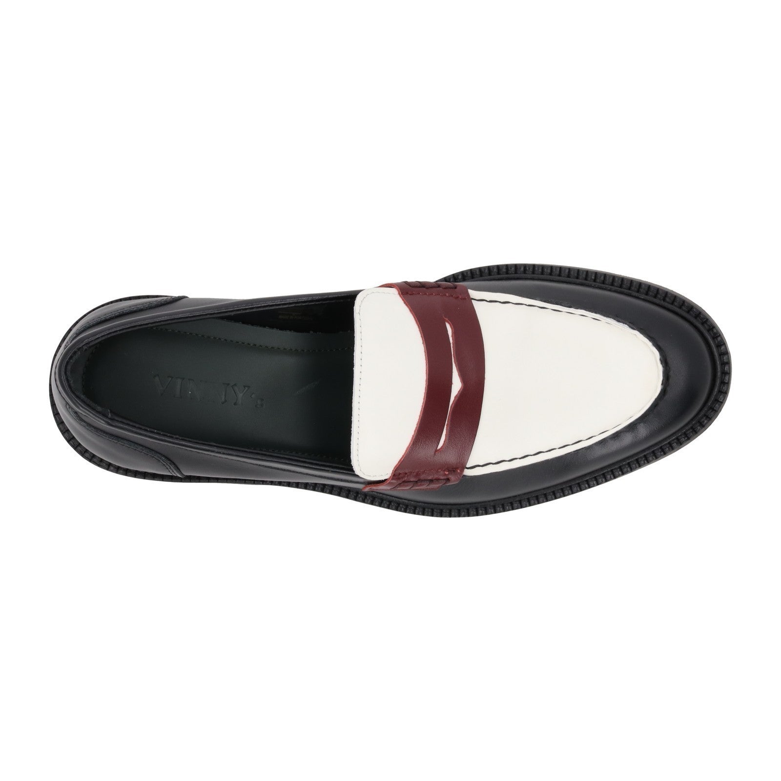 VINNYS Mens Townee Leather Tricolour Penny Loafers Black White Red EU 42 RRP 255 — View 7