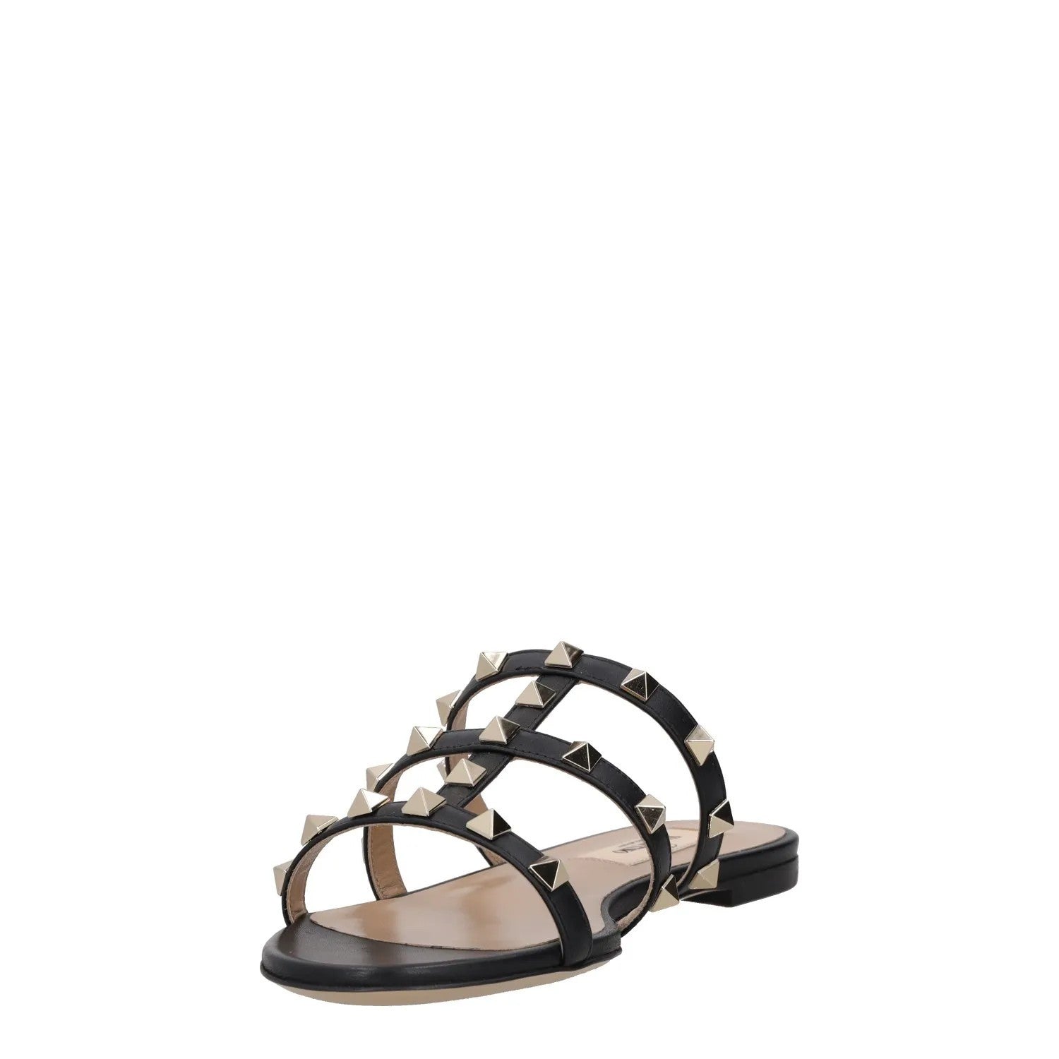 VALENTINO Womens Studded Flat Sandals Black Leather Open Toe UK 2 RRP 680 — View 3