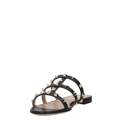 VALENTINO Womens Studded Flat Sandals Black Leather Open Toe UK 2 RRP 680 — View 3