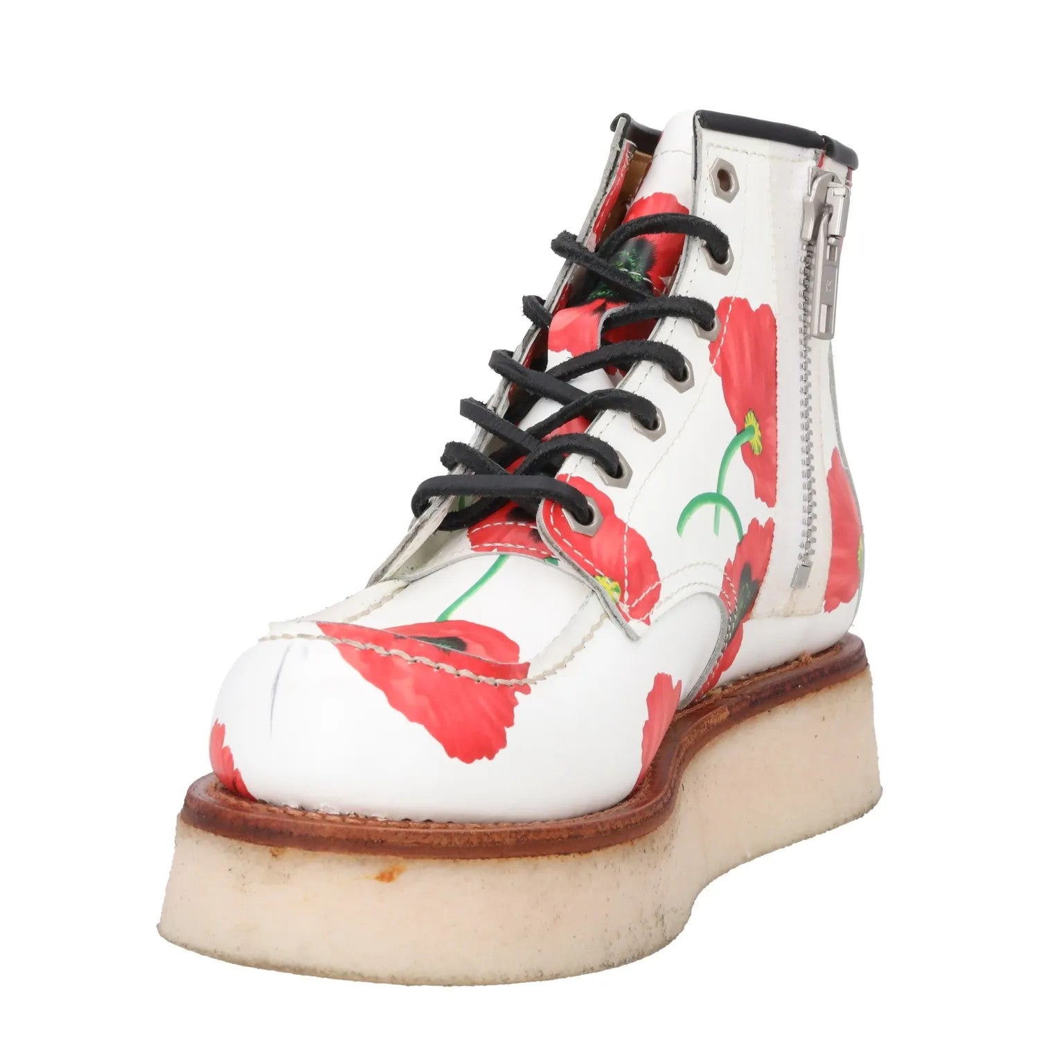 KENZO Womens Yama Lace Up Bootie Leather Floral White Flat Heel Size 37 RRP 735 — View 3