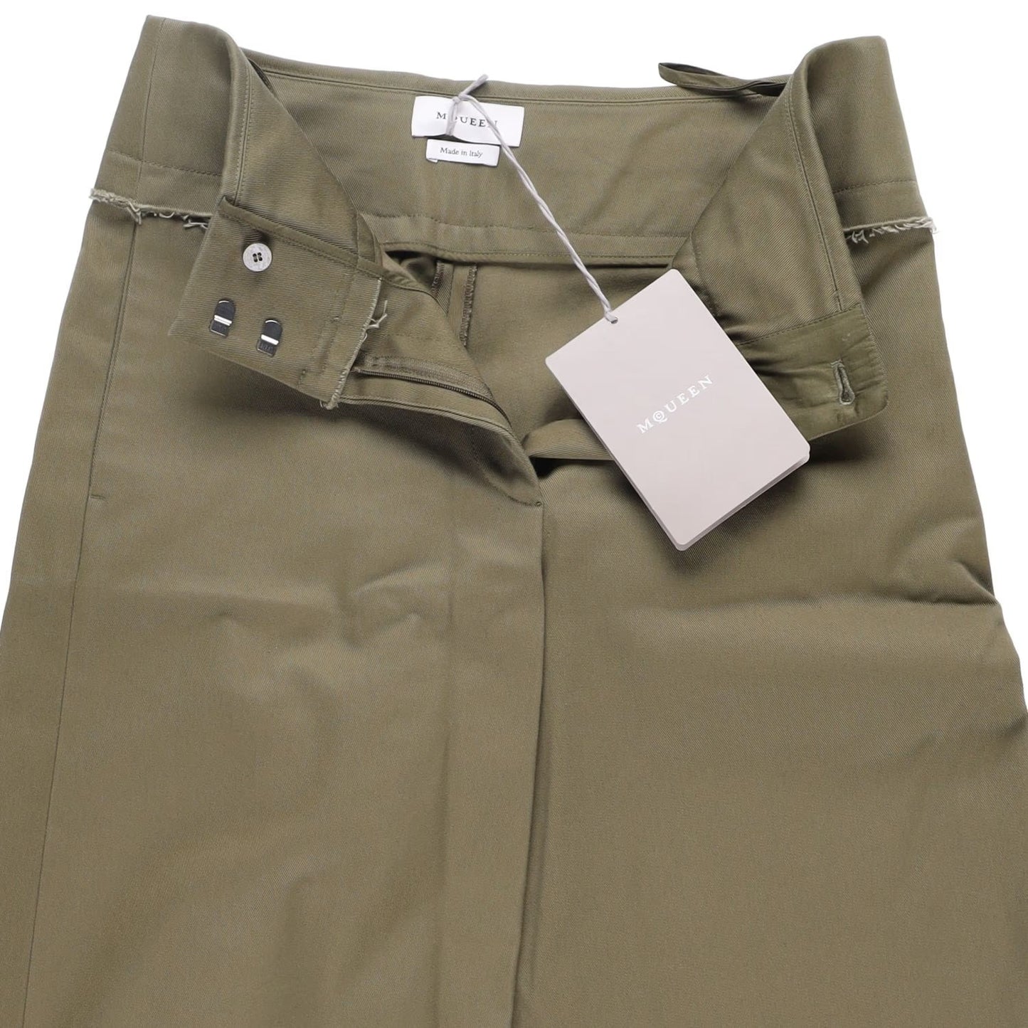 ALEXANDER MCQUEEN Womens Wide Leg Trousers Military Green Size 40 RRP 823.7 — View 9