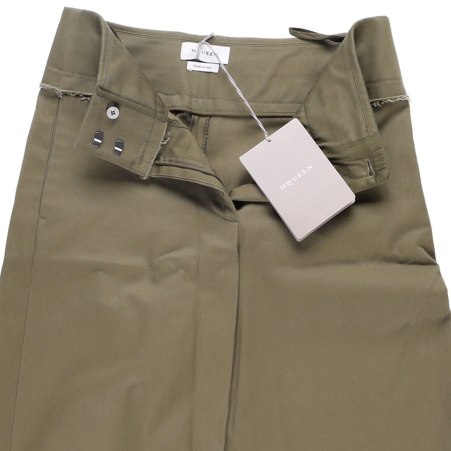 ALEXANDER MCQUEEN Womens Wide Leg Trousers Military Green Size 40 RRP 823.7 — View 9
