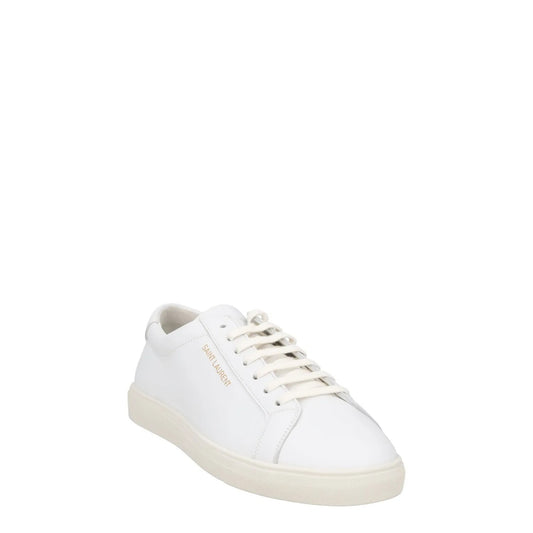 SAINT LAURENT Womens Trainers White Leather Low Top Lace Up Sneakers UK 7 RRP555 — View 2