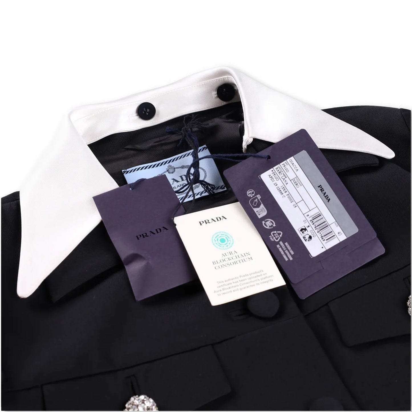 PRADA Womens Jacket Sports Collared Neck Long Sleeve Wide Lapel Black 40 RRP2638 — View 7