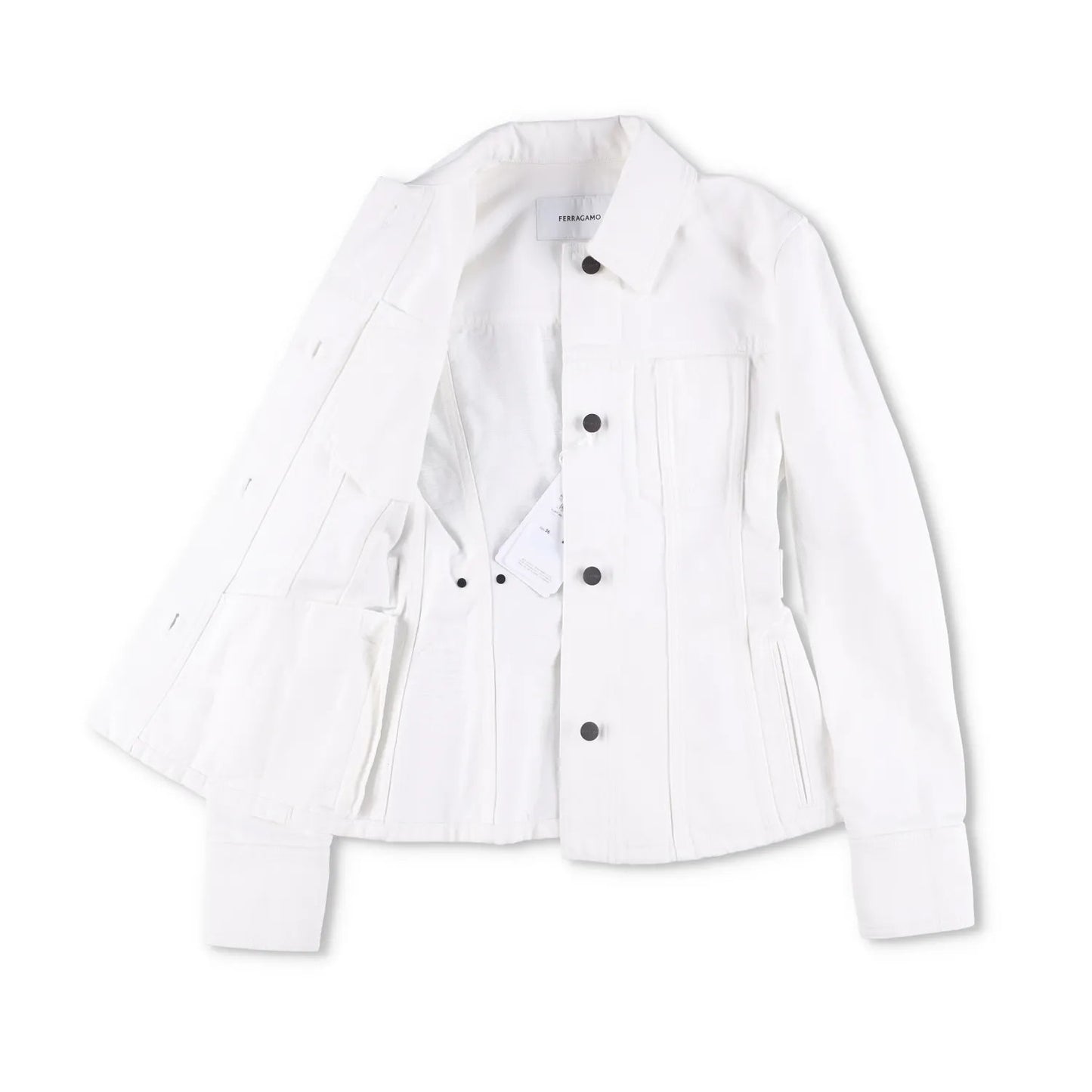 SALVATORE FERRAGAMO Womens Denim Jacket Long Sleeve Buttoned White 36 RRP 1250 — View 5
