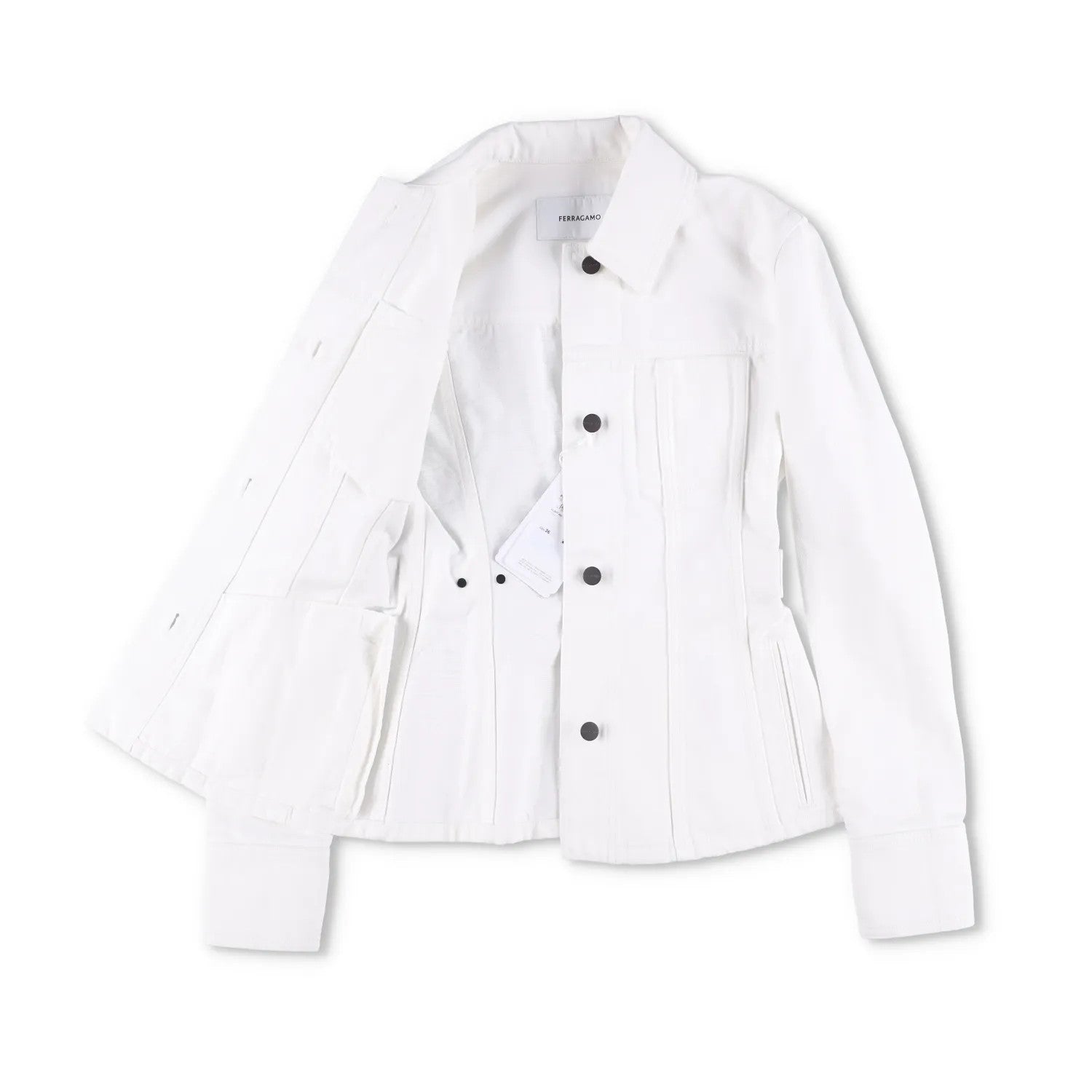 SALVATORE FERRAGAMO Womens Denim Jacket Long Sleeve Buttoned White 36 RRP 1250 — View 5