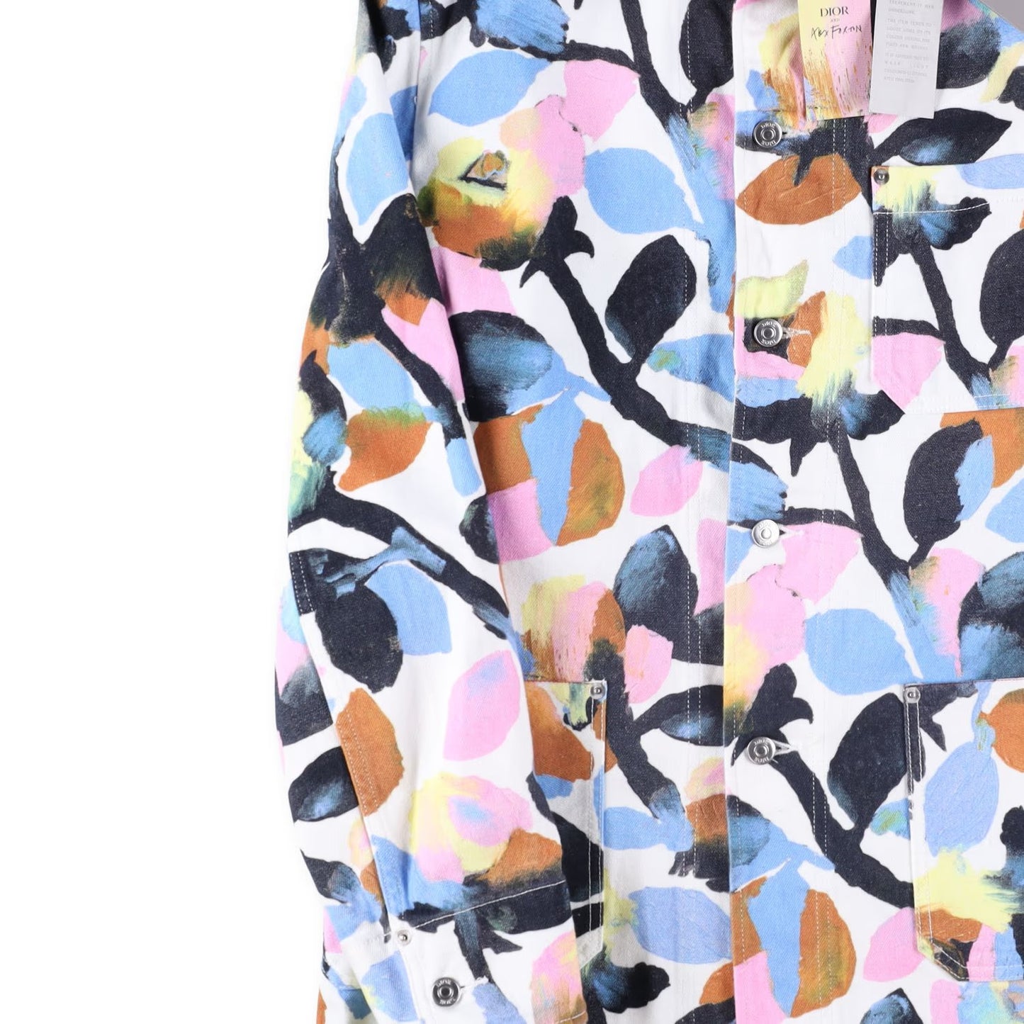 DIOR HOMME Mens Floral Denim Jacket Buttoned Collared Multicoloured 44 RRP 1300 — View 5