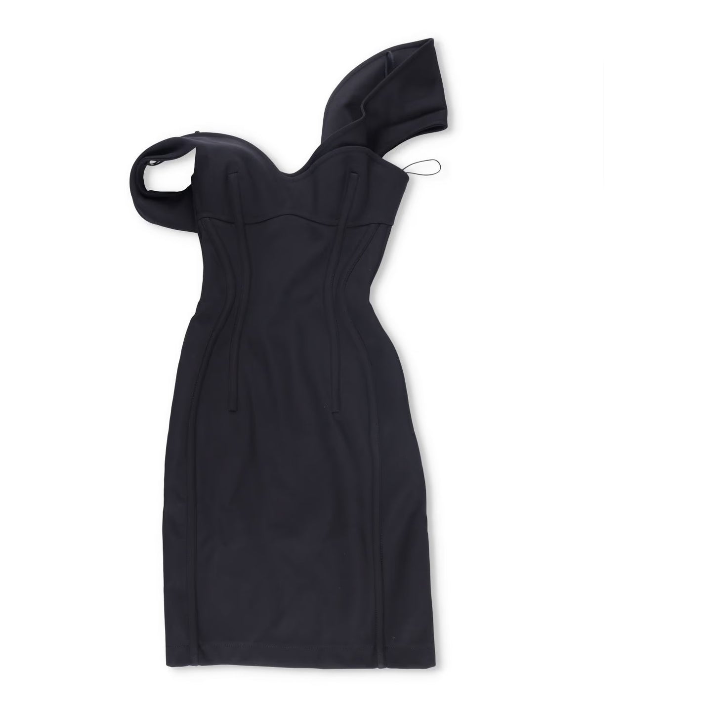 BOTTEGA VENETA Womens Midi Dress Sweetheart Double Layered Wool Black 38 RRP4479 — View 2