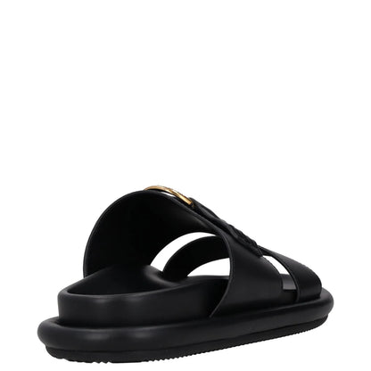 MONCLER Womens Bell Sandals Flat Sliders Black Leather Open Toe UK 3 RRP 515 — View 6