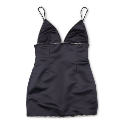 AREA Womens Dress Mini Black with Crystal Strap Sleeveless Size 4 RRP 560