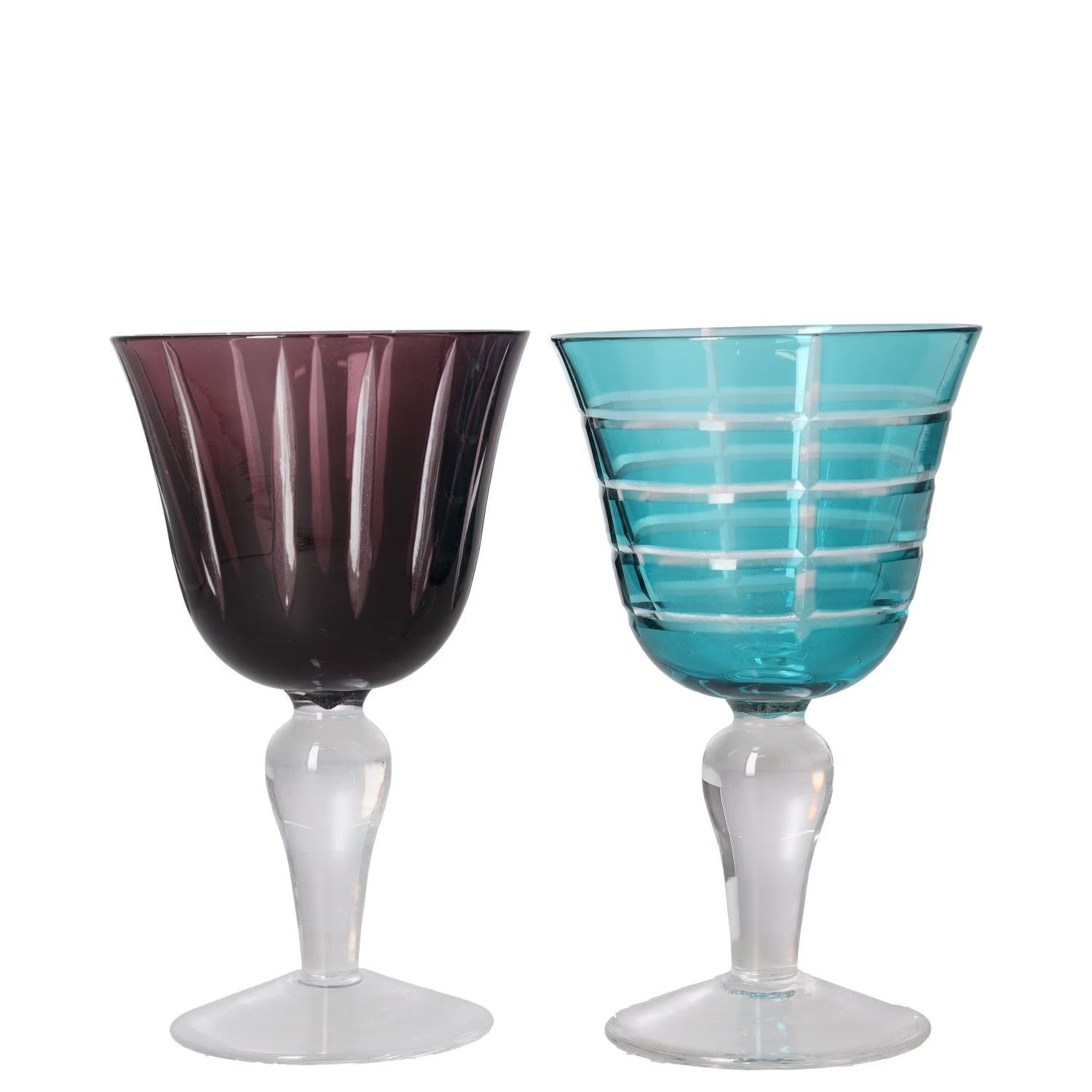 POLS POTTEN Wine Glasses Set Of 6 Glassware Multicoloured Striped OS RRP 140