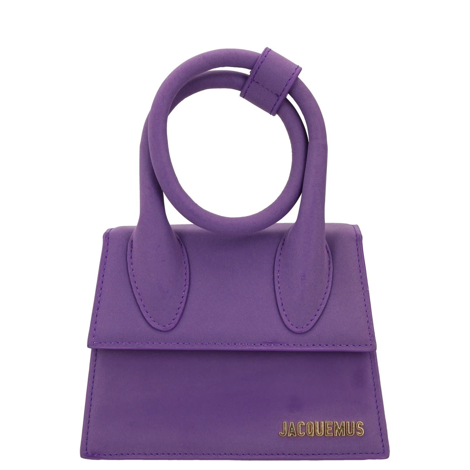 JACQUEMUS Womens Top Handle Bag Purple Leather Flat Closure Gold Accent S RRP450