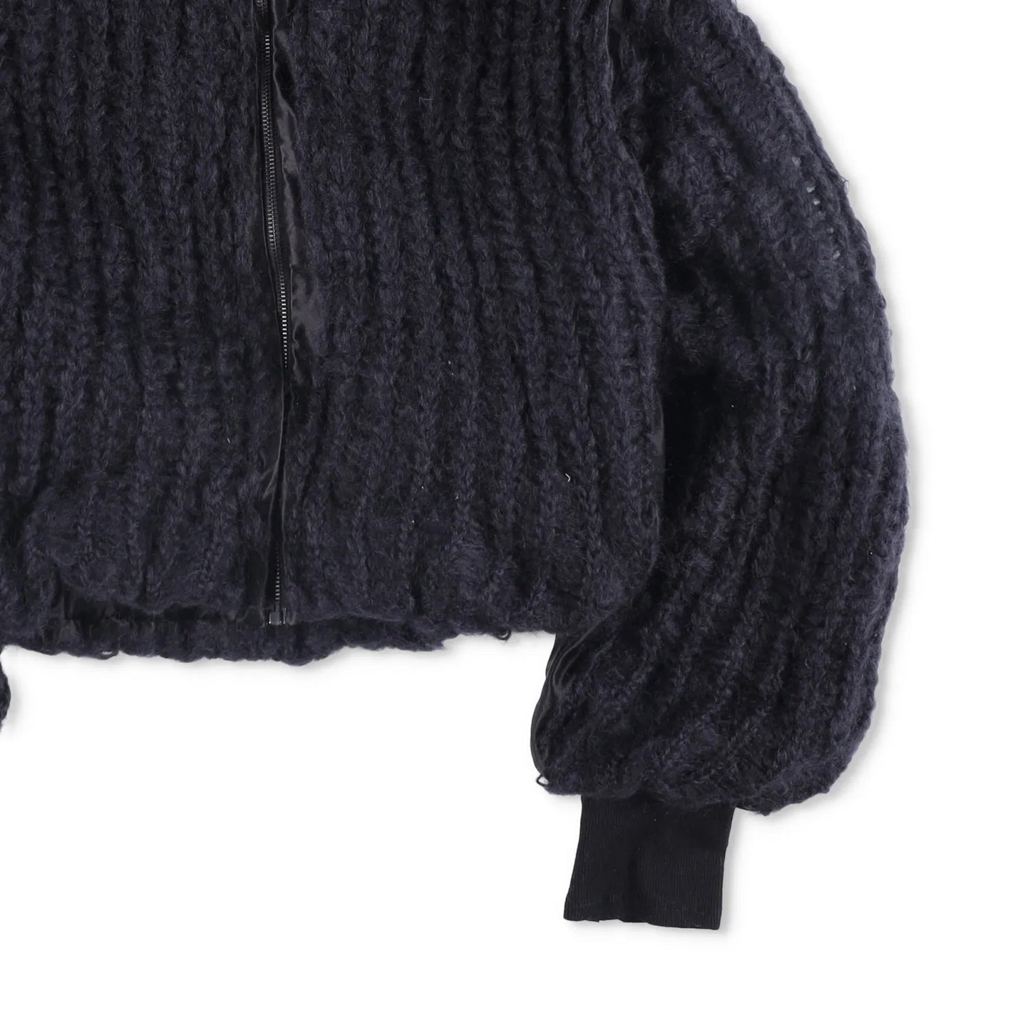 MLGA Mens Hand Knitted Bomber Jacket 07 Silk And Steel Black Size S RRP 1630 — View 4