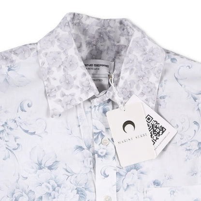 MARINE SERRE Mens Shirt Recycled Cotton White Floral Pattern Size S RRP 200 — View 6
