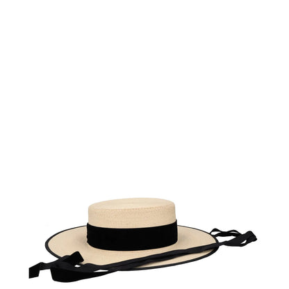 ELIURPI Womens Hat Beige Straw Boater Hat Black Strap Summer Size M RRP 300 — View 6