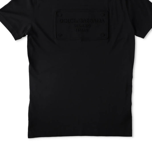 DOLCE & GABBANA Mens T-Shirt Fu7Eq+Embossing Nero Black Short Sleeve 52 RRP 475 — View 2