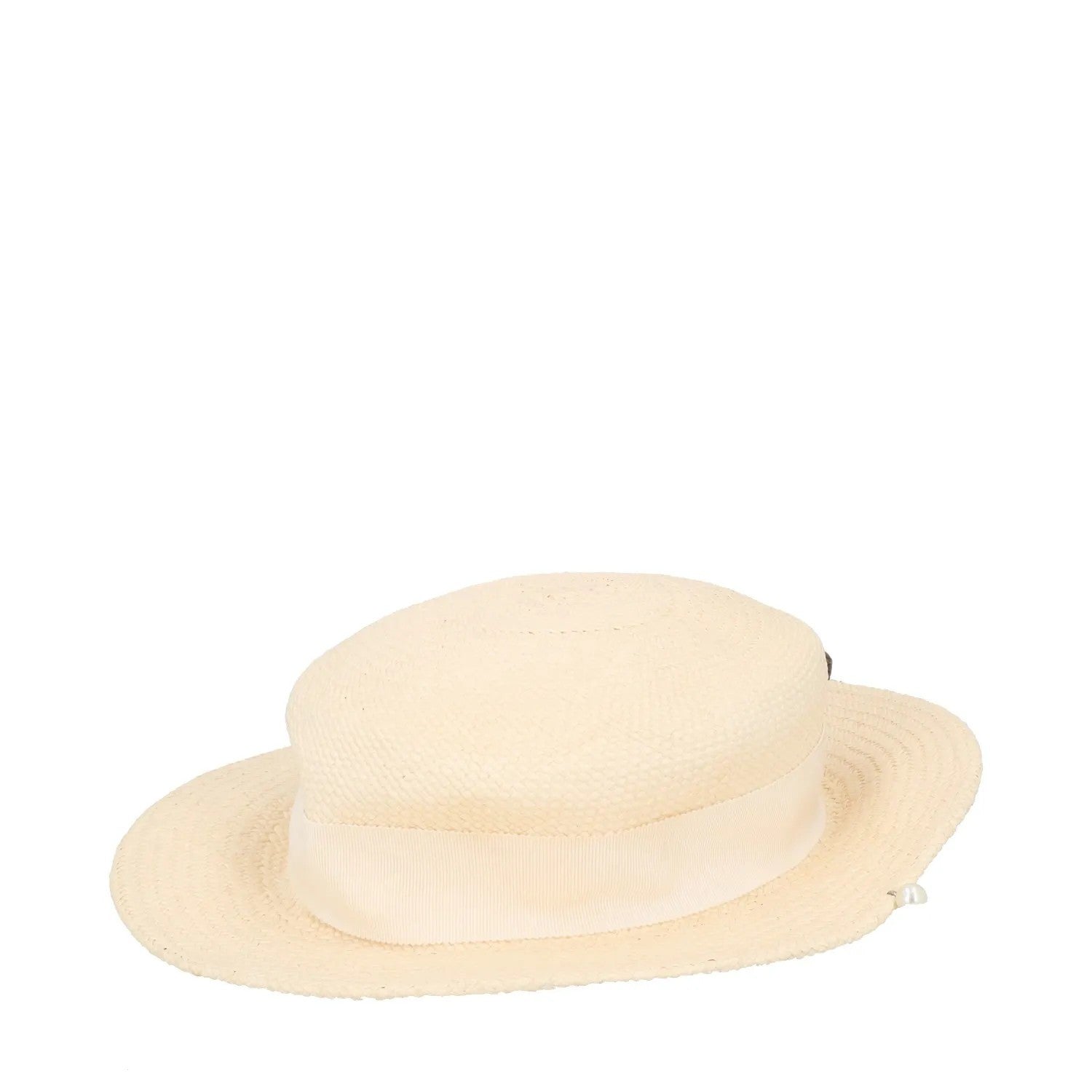 RUSLAN BAGINSKIY Womens Straw Boater Hat Beige Straw White Size M RRP 430 — View 4