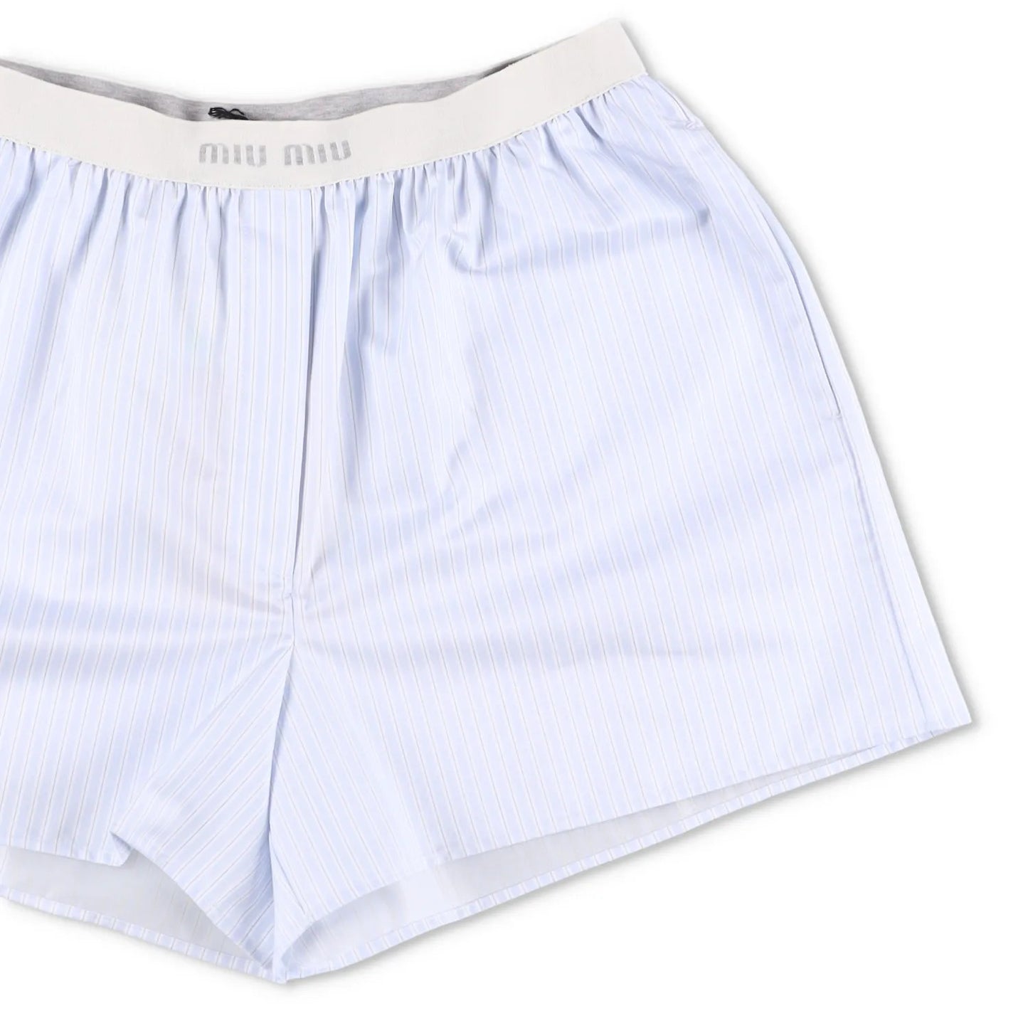 MIU MIU Womens Shorts Cotton Striped Blue White Flat Front Size 1 RRP 1050 — View 4