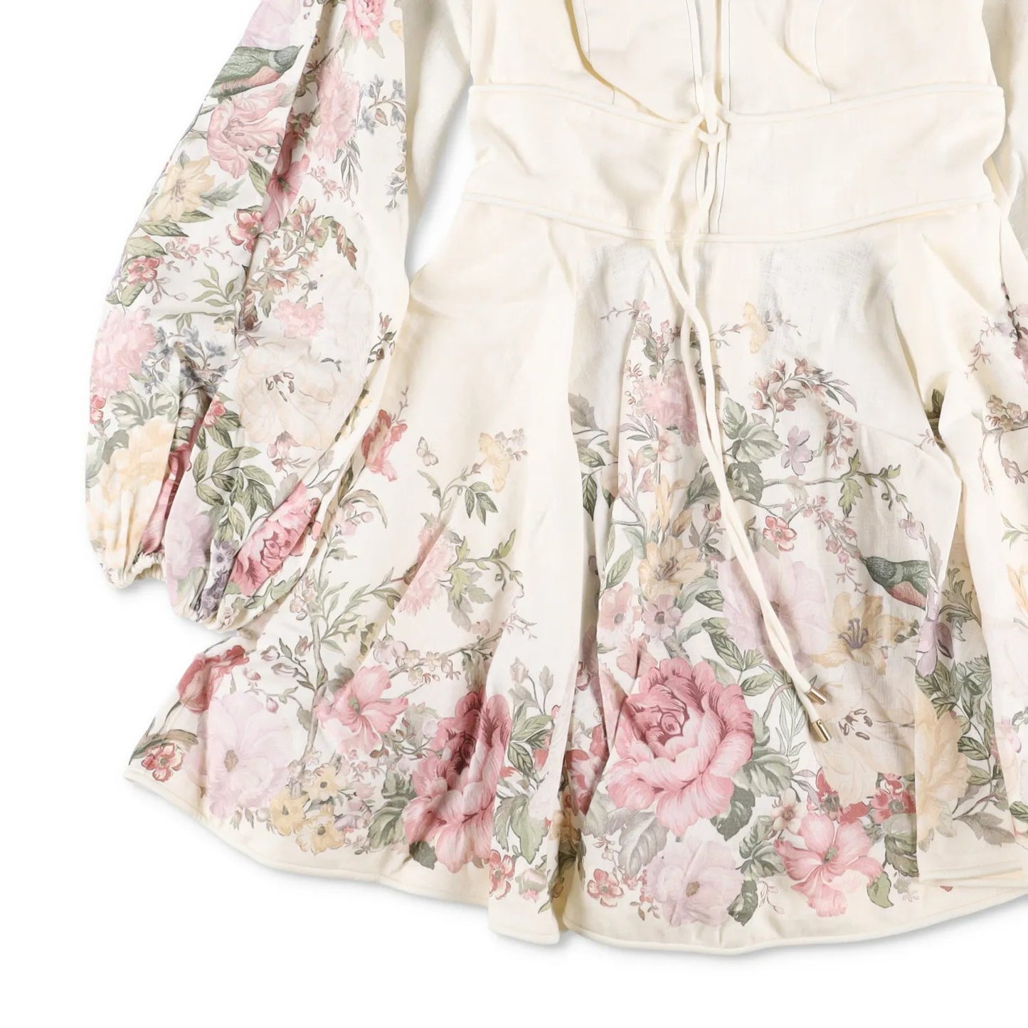 ZIMMERMANN Womens Waverly La Plunge Floral Print Mini Dress Cream UK10 RRP 775 — View 3