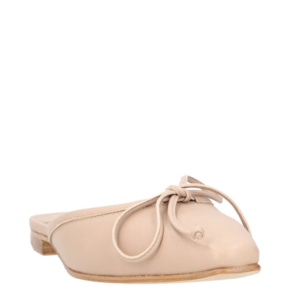 MANOLO BLAHNIK Womens Mules Flats Beige Leather Closed Toe Bow Detail UK3 RRP600 — View 2