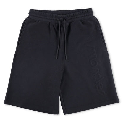 MONCLER Mens Shorts Sweat Black Mid Rise Logo Flat Front Drawstring XS RRP 475