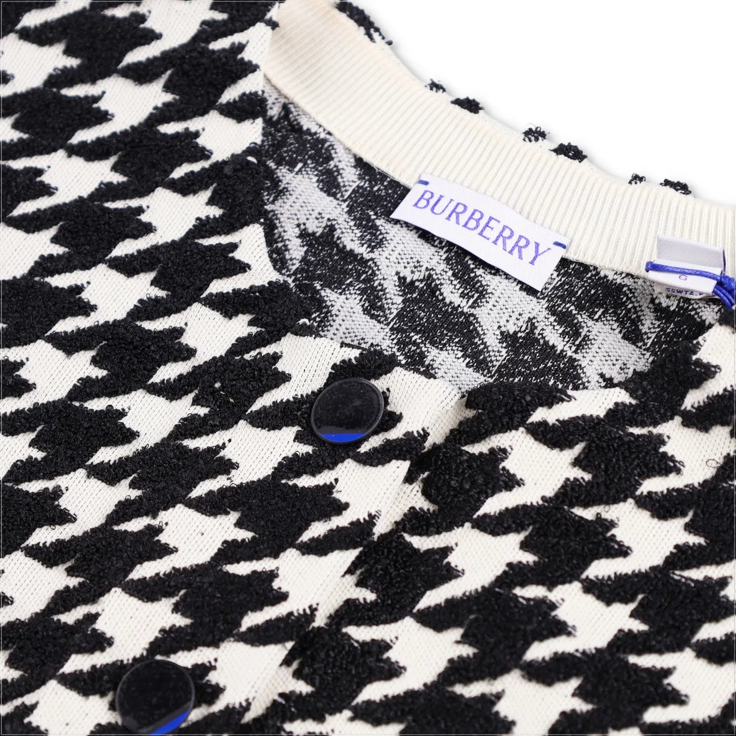 BURBERRY Womens Mini Dress Crew Neck Sleeveless Houndstooth Black L RRP 1690 — View 2