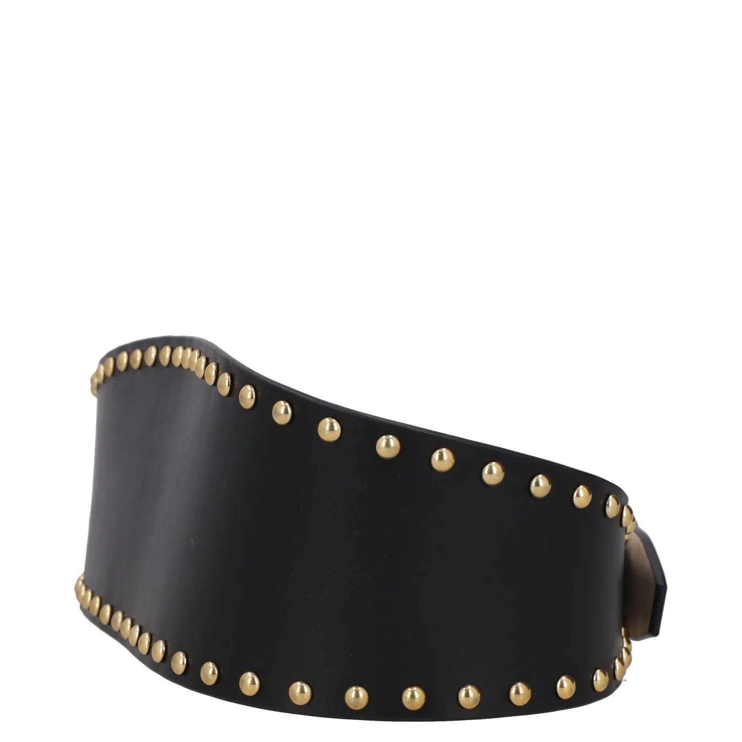 ALEXANDER MCQUEEN Womens Waist Belt Black Leather Gold Studded Size 75 RRP 300 — View 5